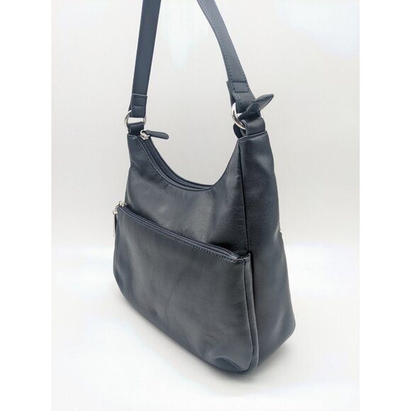 GIANI BERNINI Nappa Classic leather women's hobo shoulder bag - Navy Blue - Picture 4 of 10